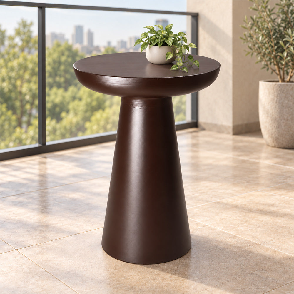 Modern Metal Round Pedestal Side Table