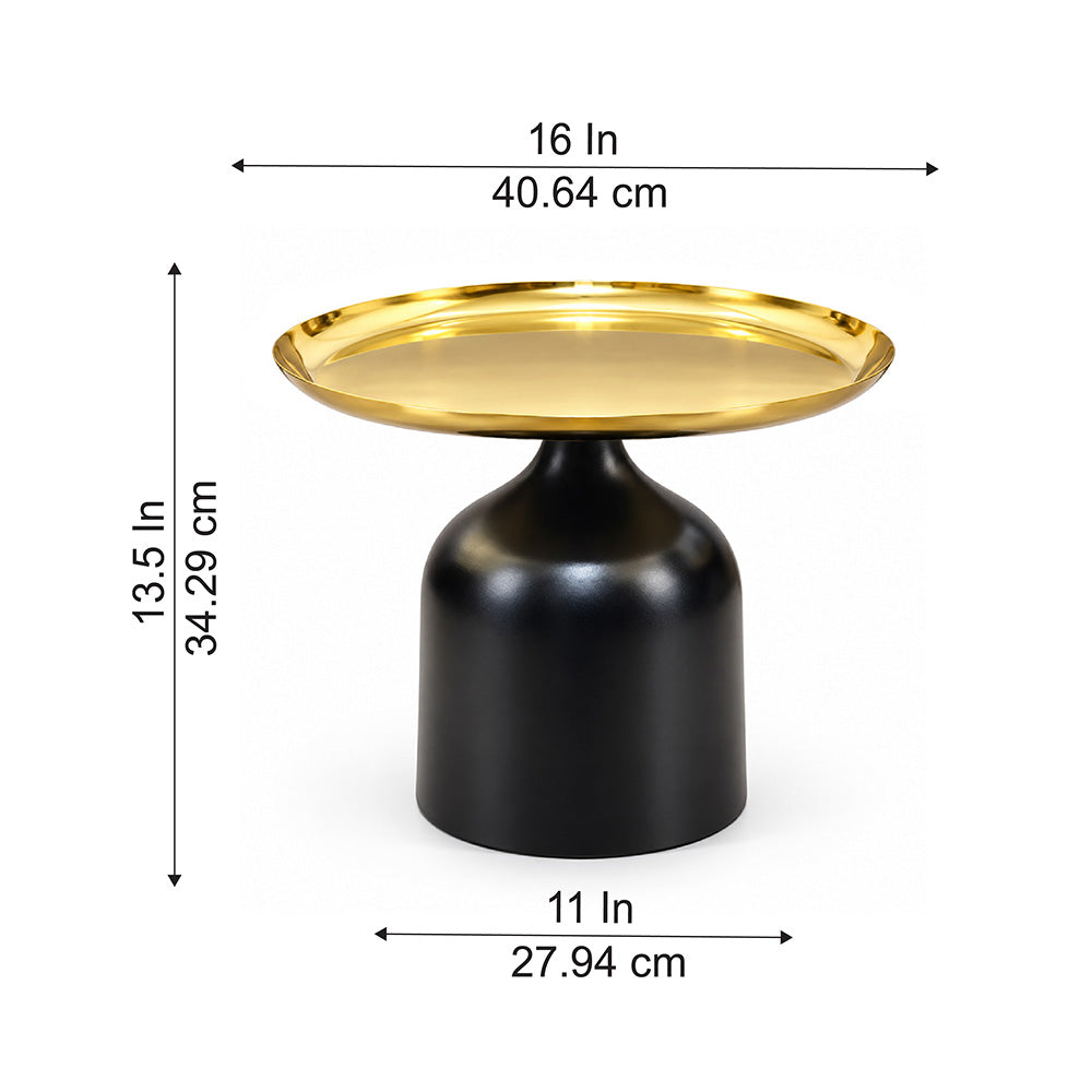 Midnight Gold Metal Round Pedestal Side Table