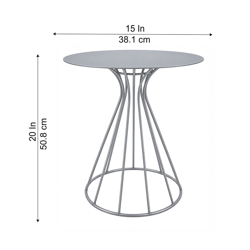 Metal Round Side Table with Sculptural Curved Base