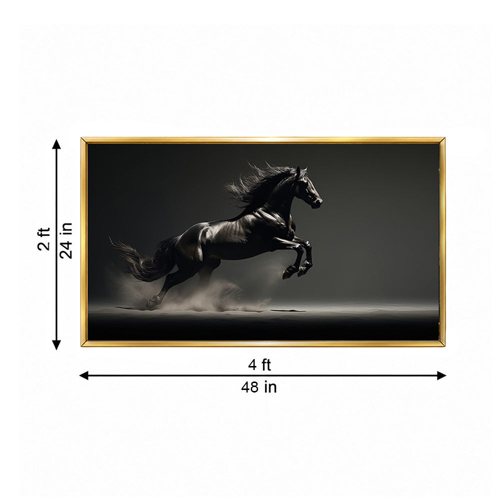 Black Running Horse Canvas Wall Painting