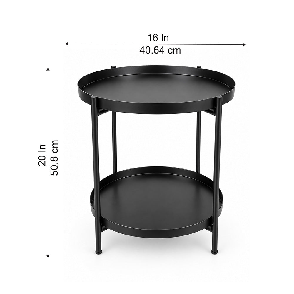 Modern Metal 2-Tier Round Side Table