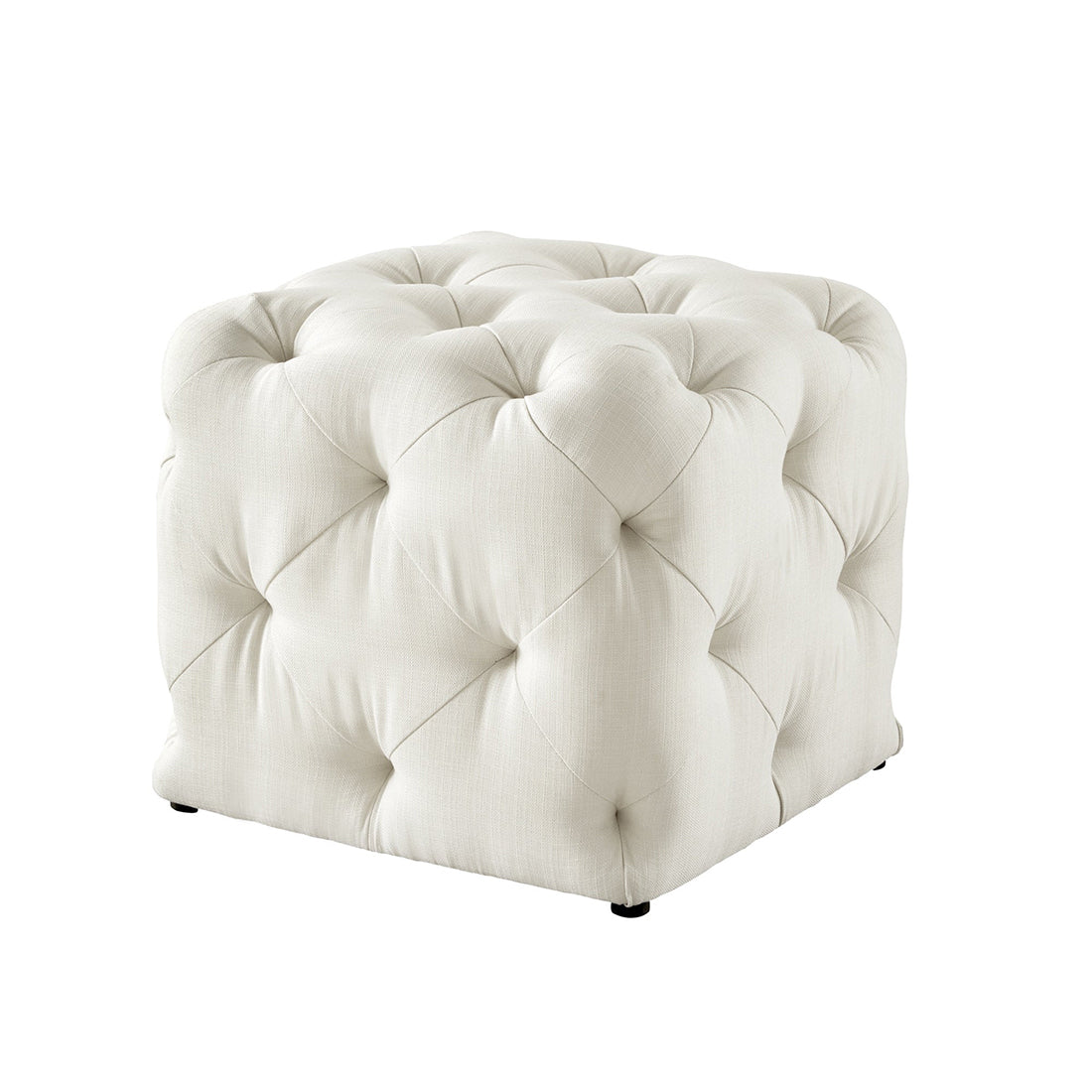 Square Tufted Velvet Ottaman/Poufee In White
