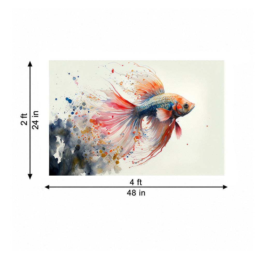 Koi Fish Watercolour Canvas Wall Painting