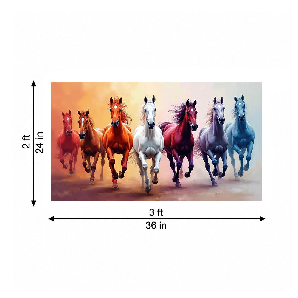 Colorful Seven Horses Canvas Wall Painting