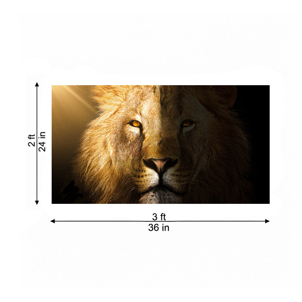 Golden Lion Face Canvas Wall Painting