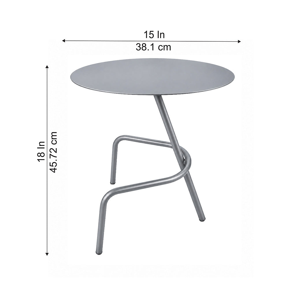 Modern Metal Round Side Table with Sculptural Loop Base