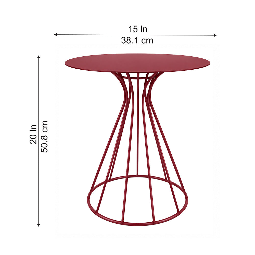 Metal Round Side Table with Sculptural Curved Base