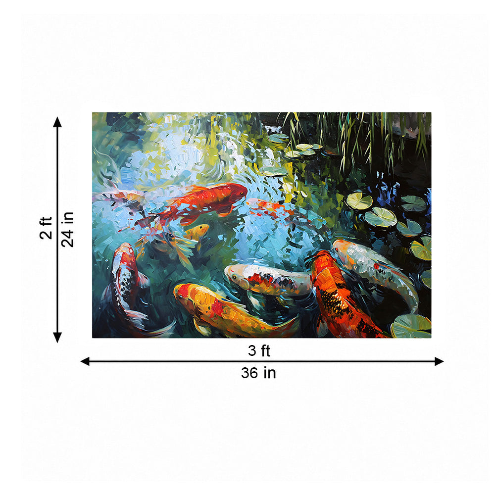Koi Pond Nature Canvas Wall Painting