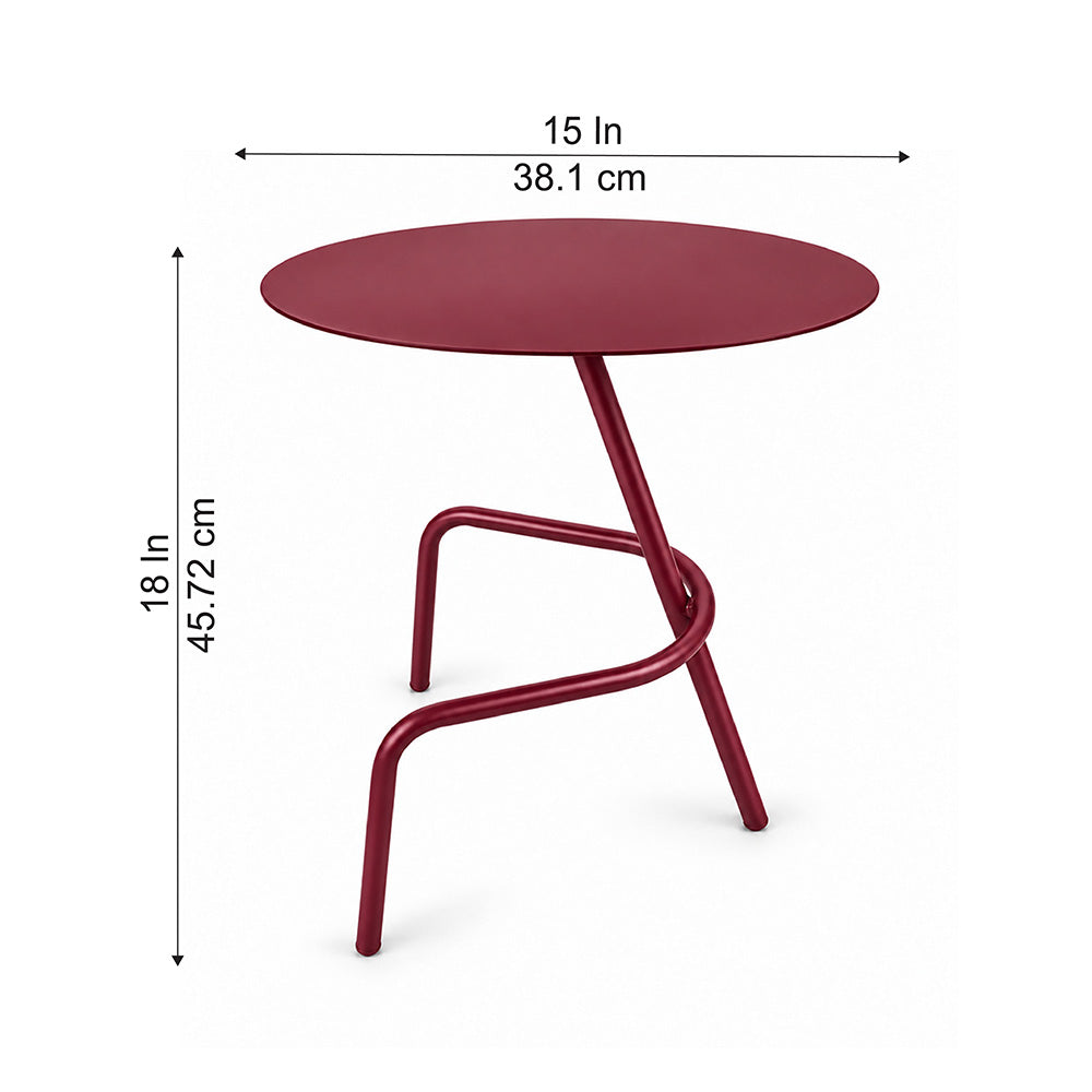 Modern Metal Round Side Table with Sculptural Loop Base