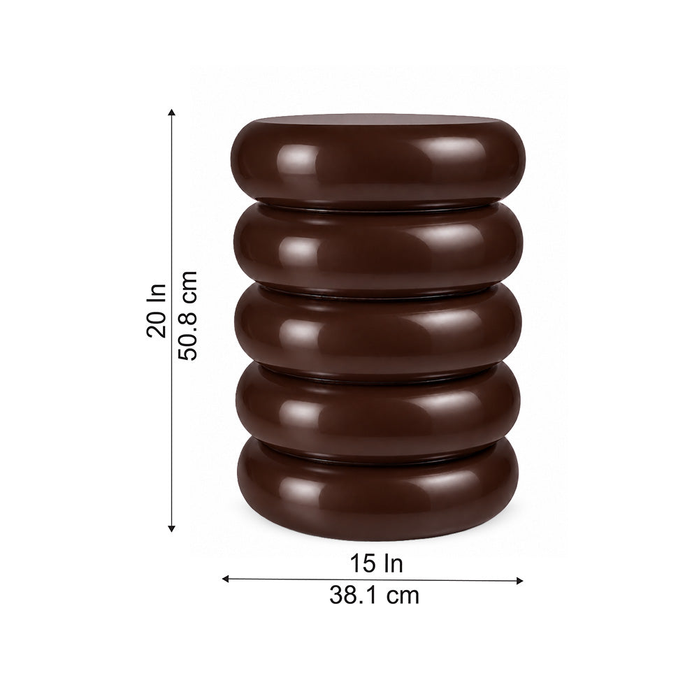 Modern Metal Sculptural Ribbed Round Side Table