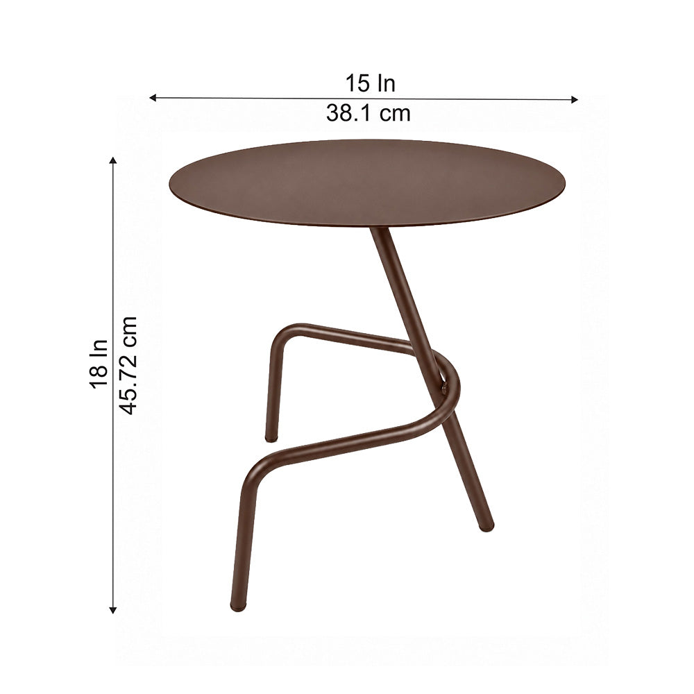 Modern Metal Round Side Table with Sculptural Loop Base