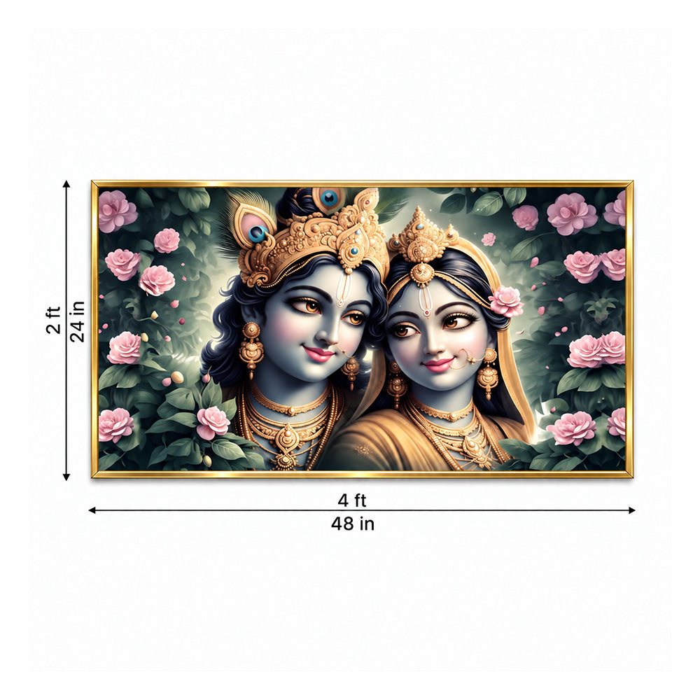 Shree Radha Krishna Divine Love Canvas Wall Painting