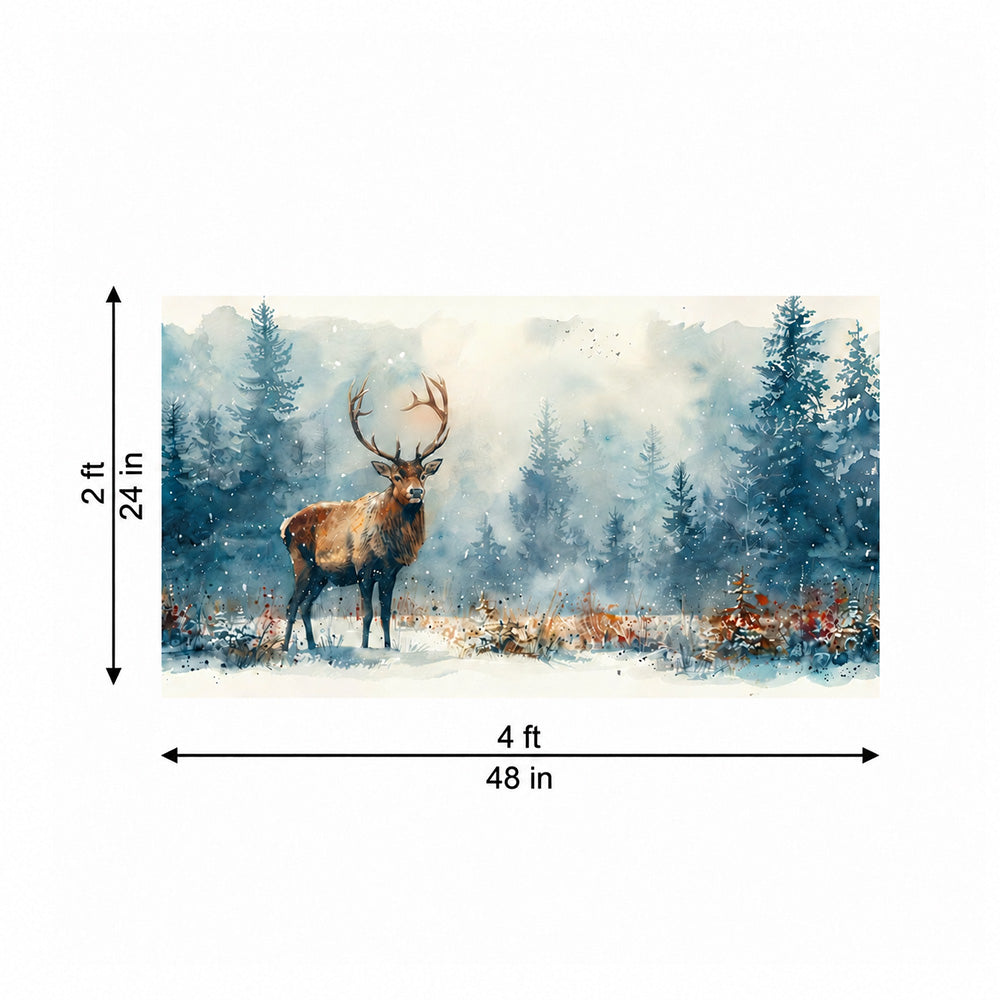 Winter Deer Landscape Canvas Wall Painting