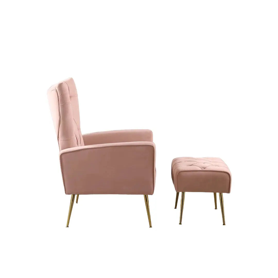 Danney Accent Chair with Ottoman - Pink