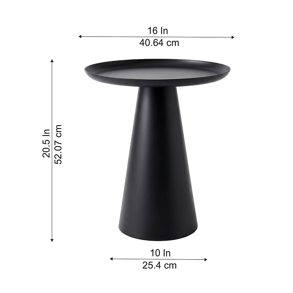 Modern Metal Tray-Top Pedestal Side Table