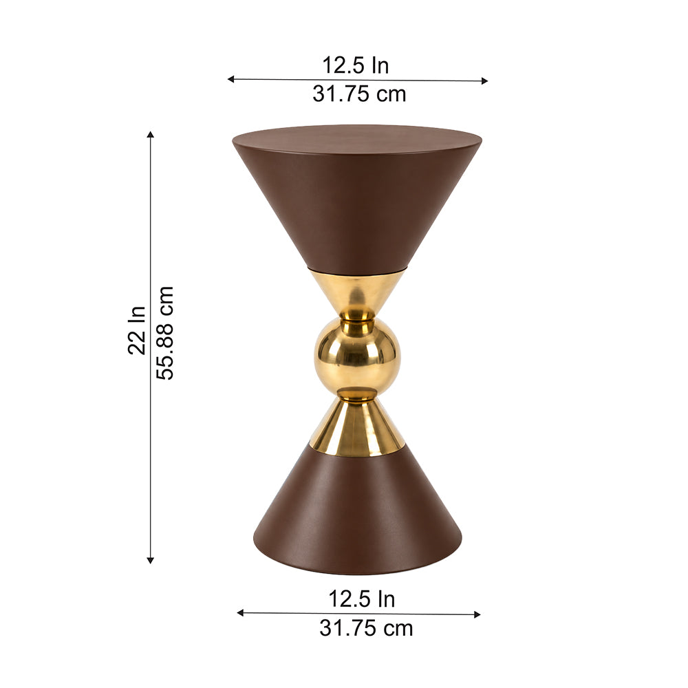 Modern Metal Hourglass Pedestal Side Table