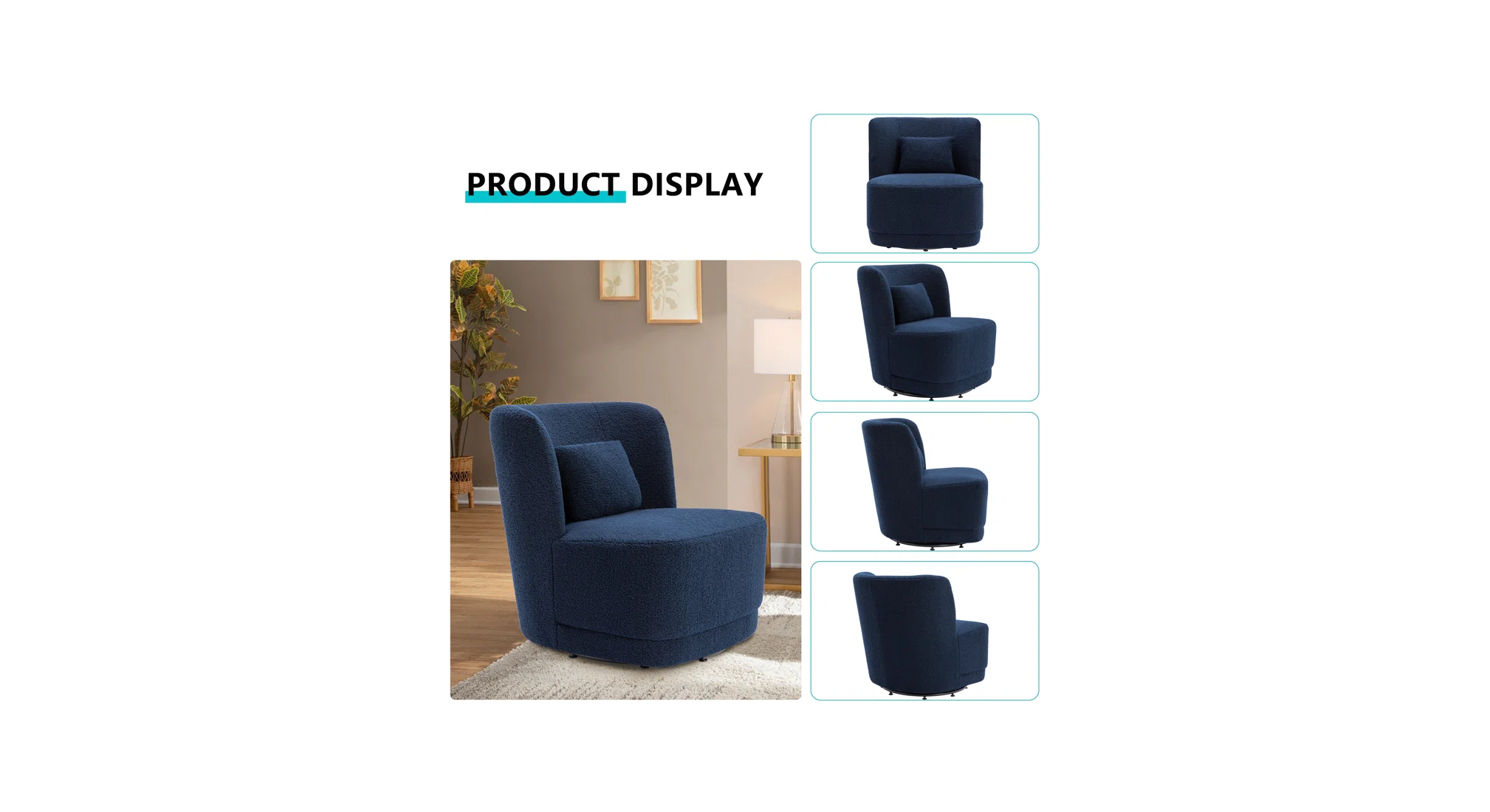 Deeda Barrel Chair Blue | Upholstered Barrel Accent Chair Sky Blue