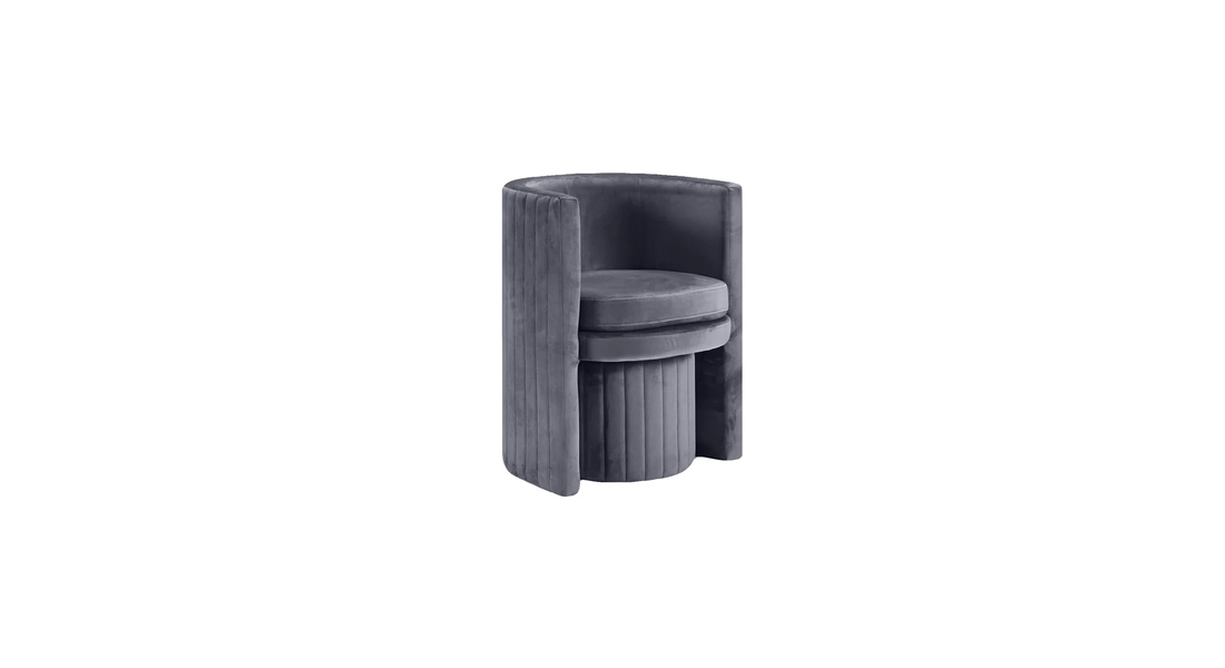 Schillar Chair With Ottoman Grey | Accent Chair With Ottoman Slate Grey