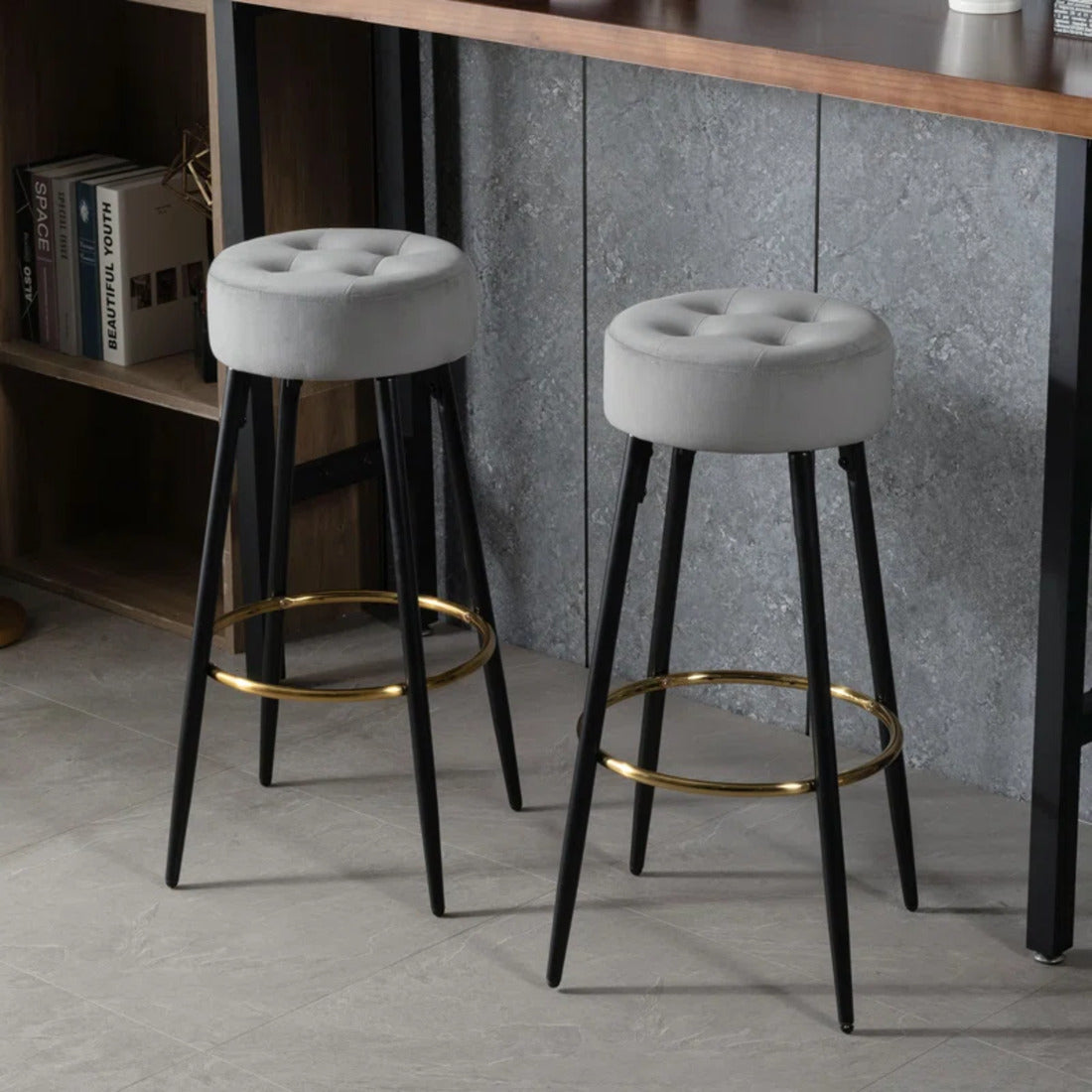 Ceazar Counter Stool - Grey