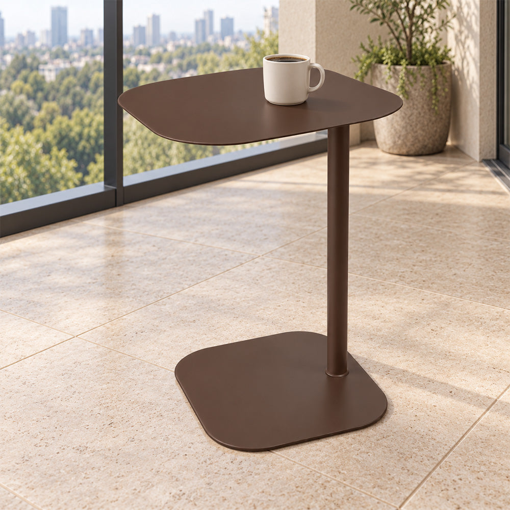 Modern Metal C-Shaped Side Table with Square Top