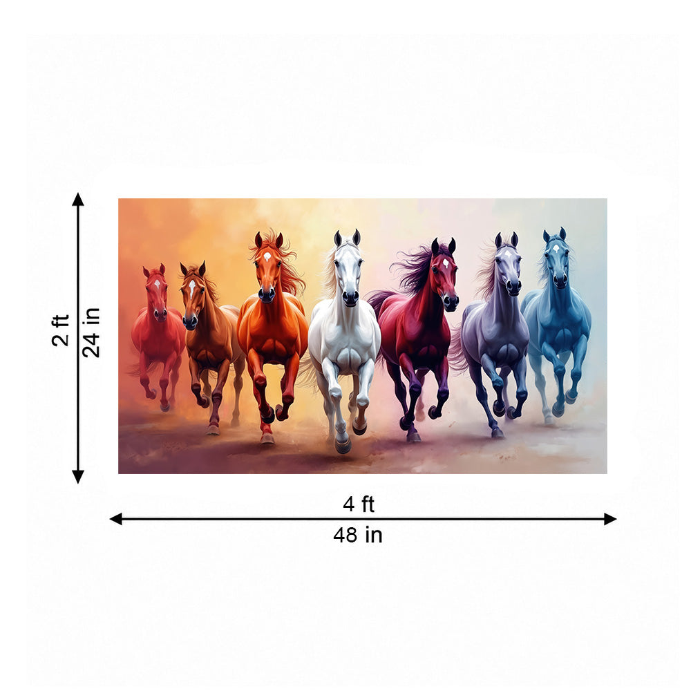 Colorful Seven Horses Canvas Wall Painting