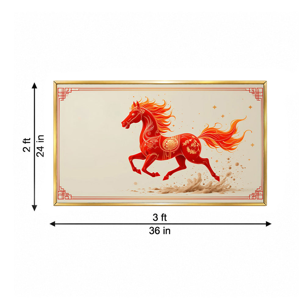 Red Horse Abstract Canvas Wall Painting