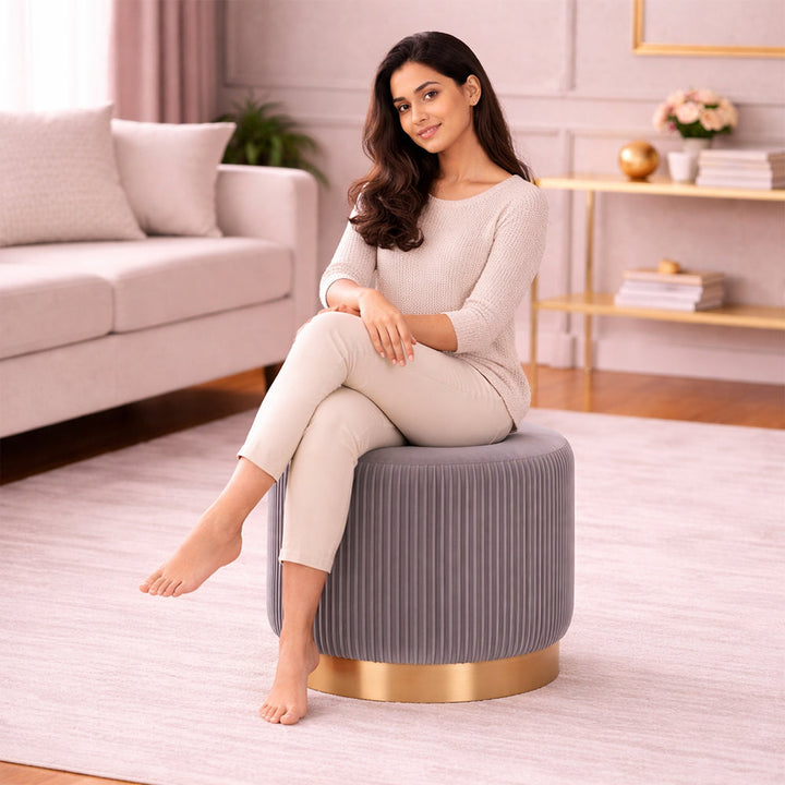 Doe Buck Damato Ottoman|Grey