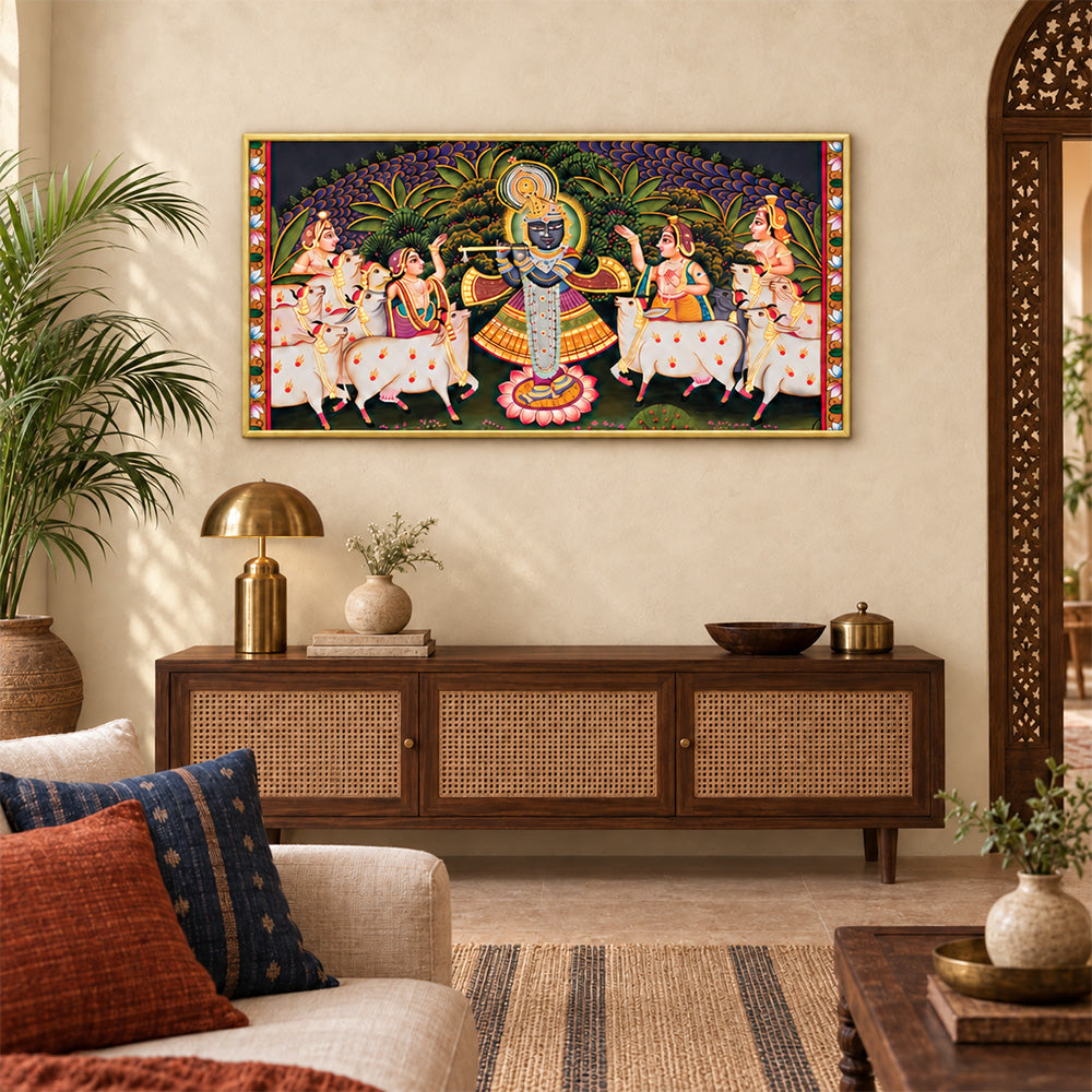 Lord Krishna Pichwai style canvas painting