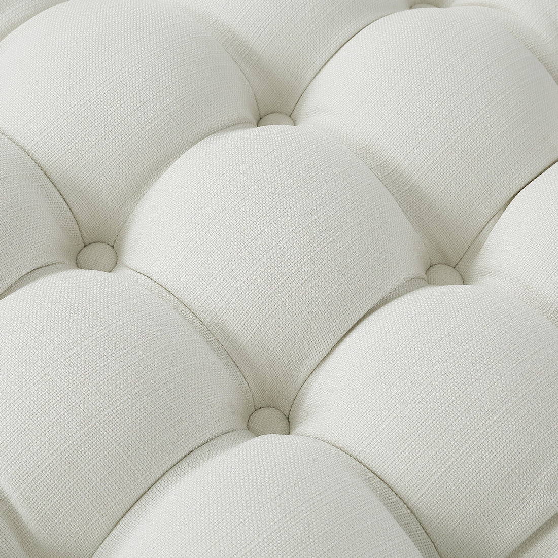 Round Tufted Velvet Ottaman/Poufee In White