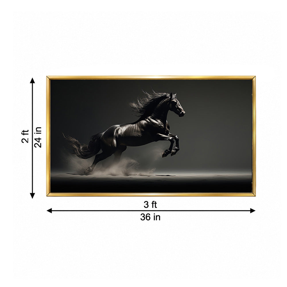 Black Running Horse Canvas Wall Painting