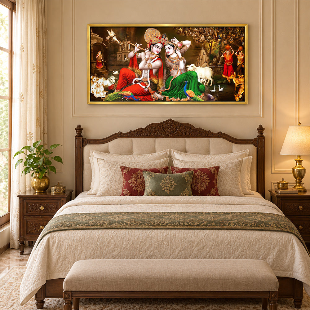 Classic Radha Krishna canvas wall painting