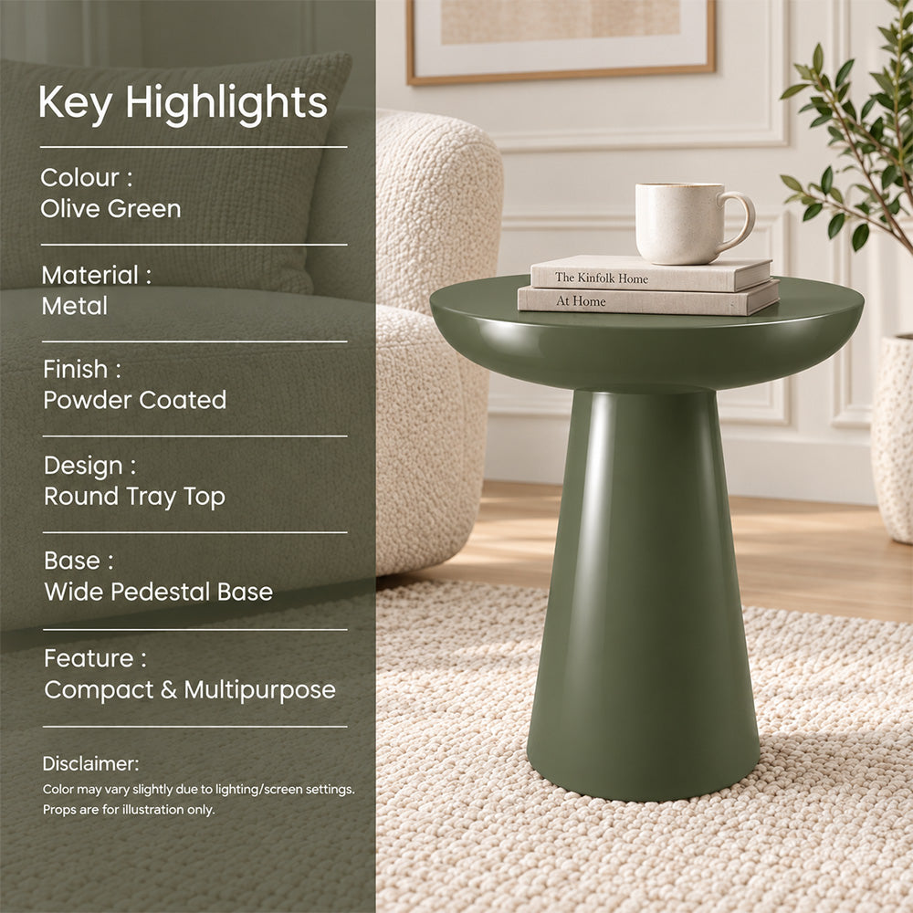 Modern Metal Round Pedestal Side Table
