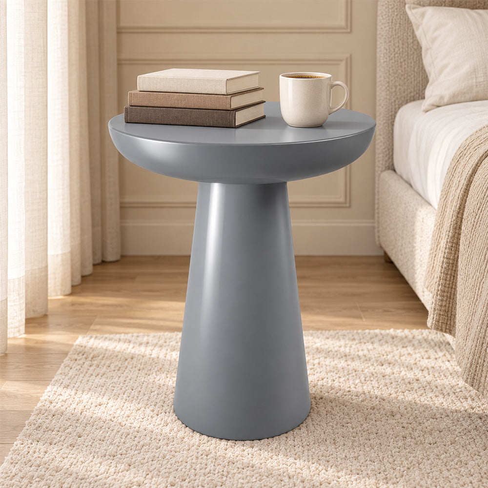Modern Metal Round Pedestal Side Table