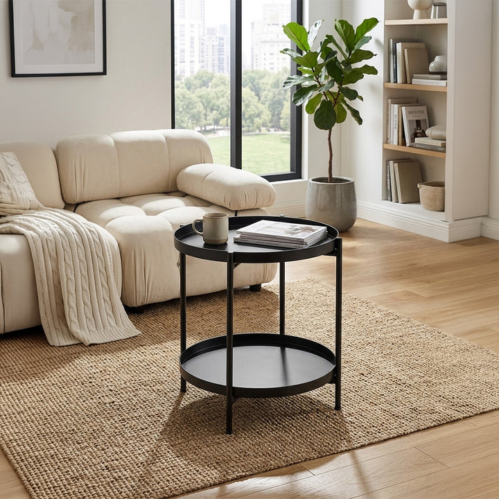 Metal two-tier round side table