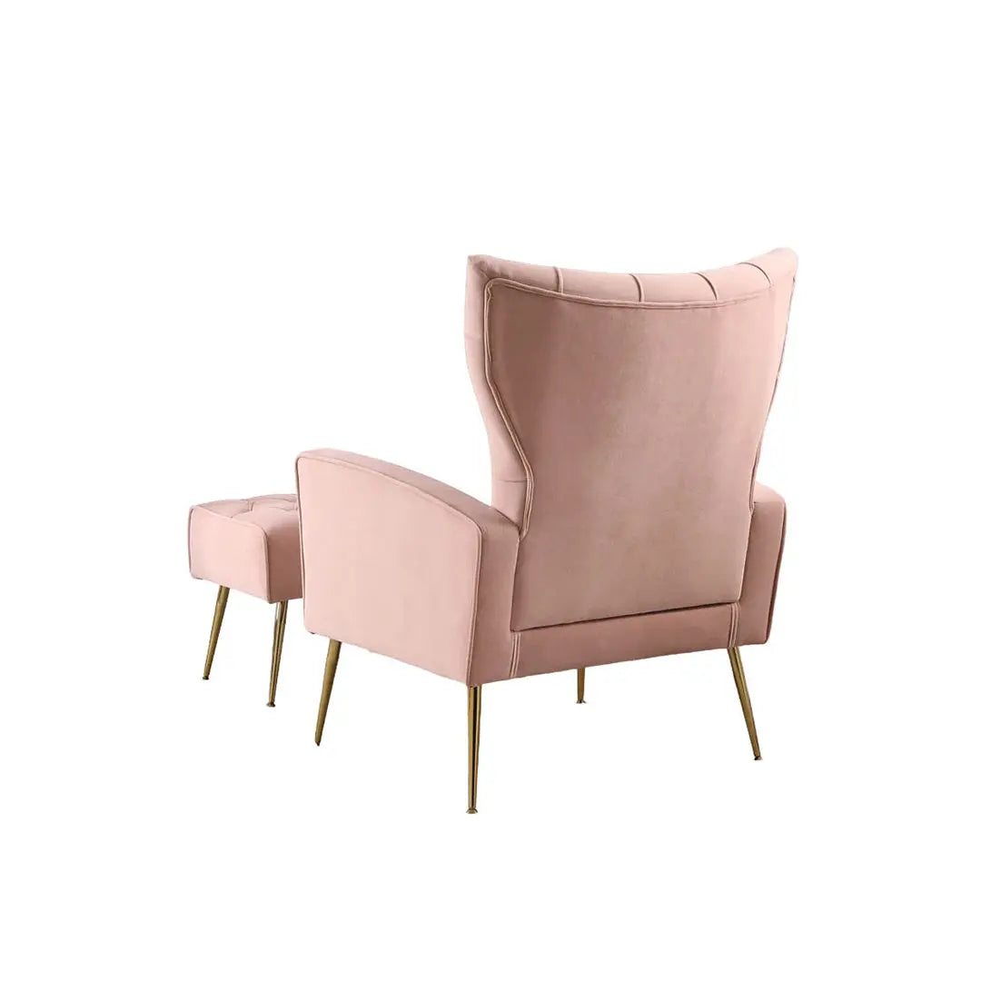 Danney Accent Chair with Ottoman - Pink