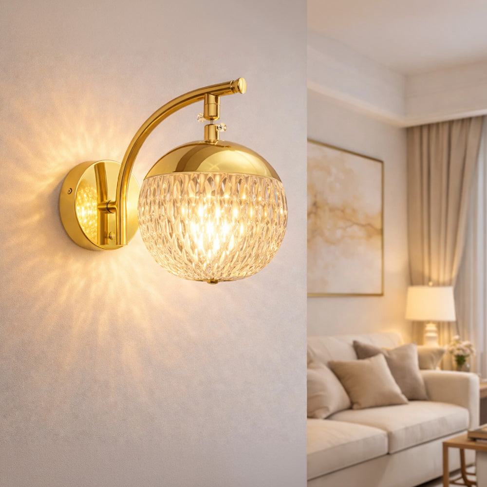 Art Deco Crystal Globe Wall Sconce
