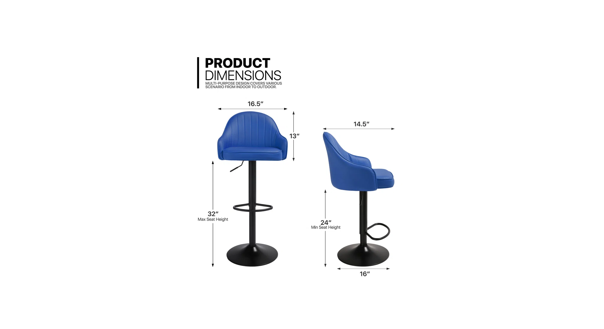 Fressia Swiel Bar Stool - Blue