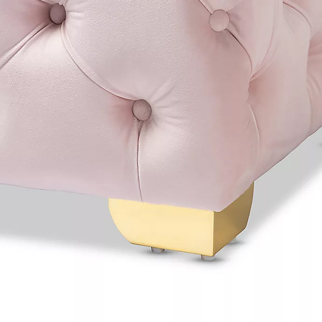 Square Velvet Ottoman/Poufee In Pink /Gold