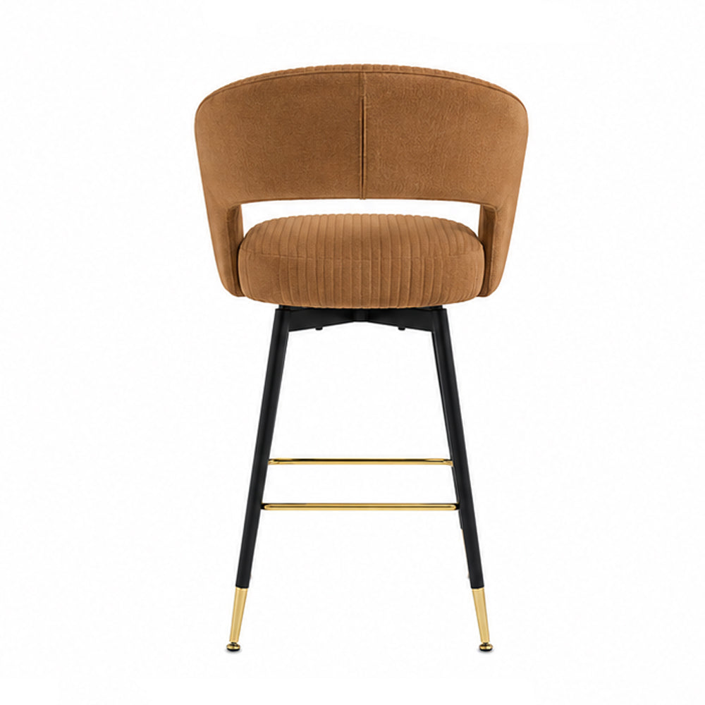 Doe Buck Mixoy  Luxury Emerald Brown Velvet Counter Height Bar Stool Chair with Gold Accents – Modern Kitchen Island & Breakfast Bar Seating