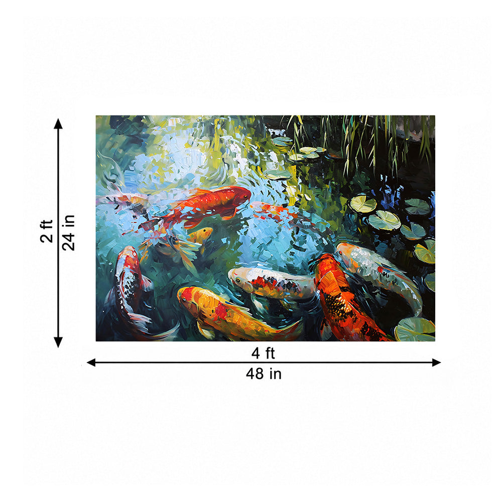 Koi Pond Nature Canvas Wall Painting