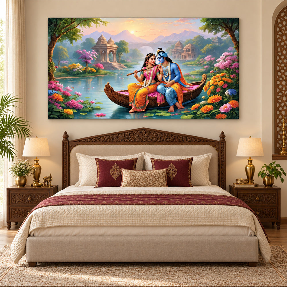 3D Style Radha Krishna Divine Canvas Wall Art