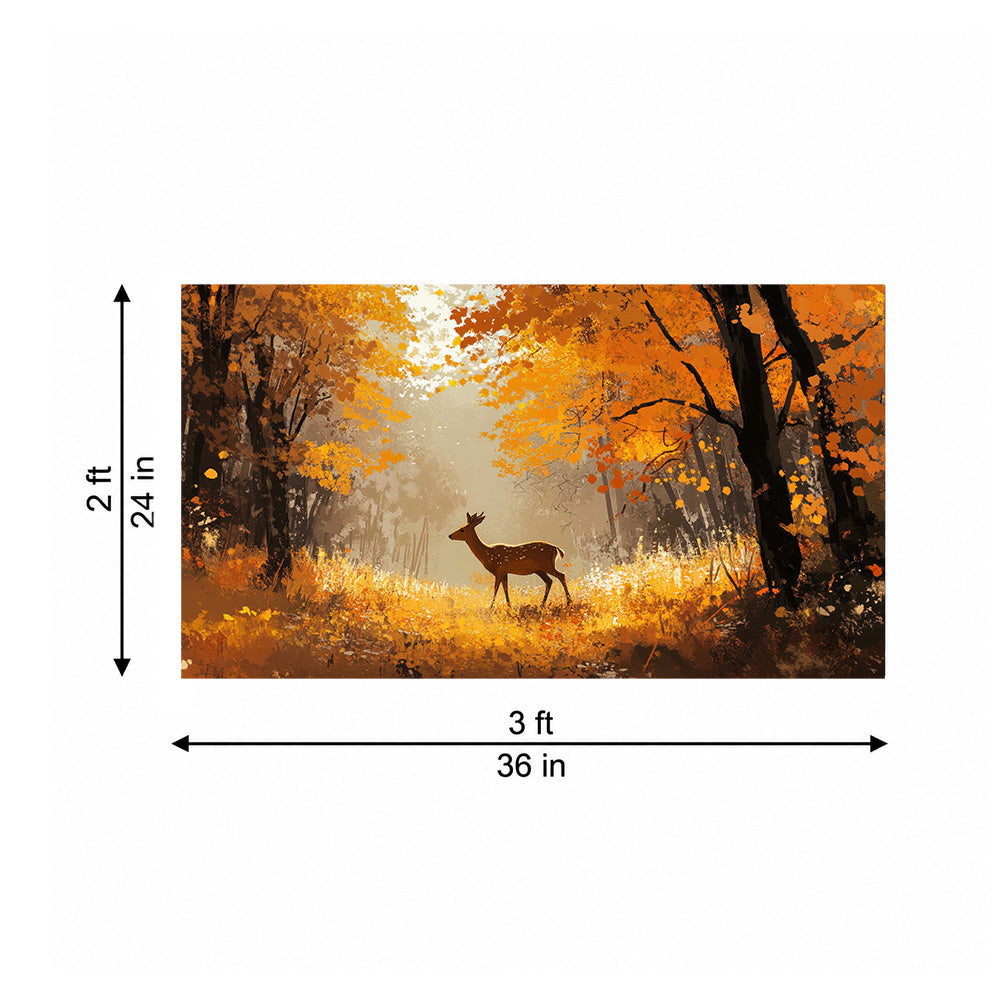 Deer in Autumn Forest Canvas Wall Painting