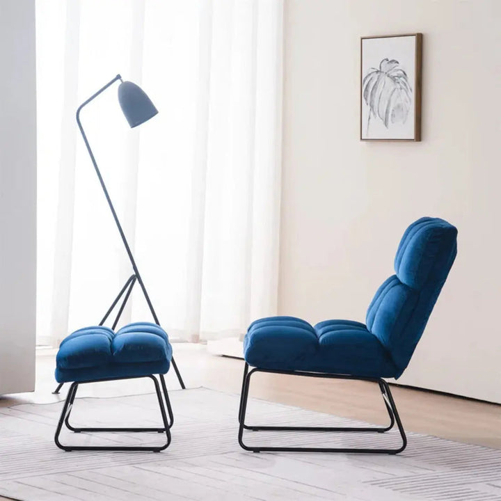 Hiltonia Chair with Ottoman – Blue