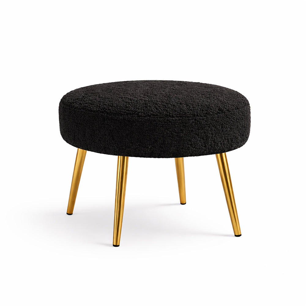 Luna Bouclé Ottoman With Golden Legs