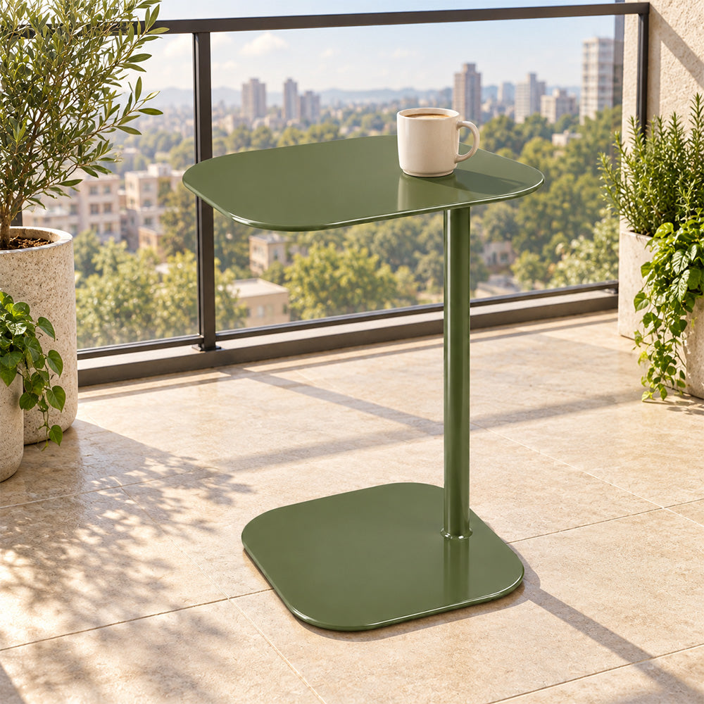 Modern Metal C-Shaped Side Table with Square Top