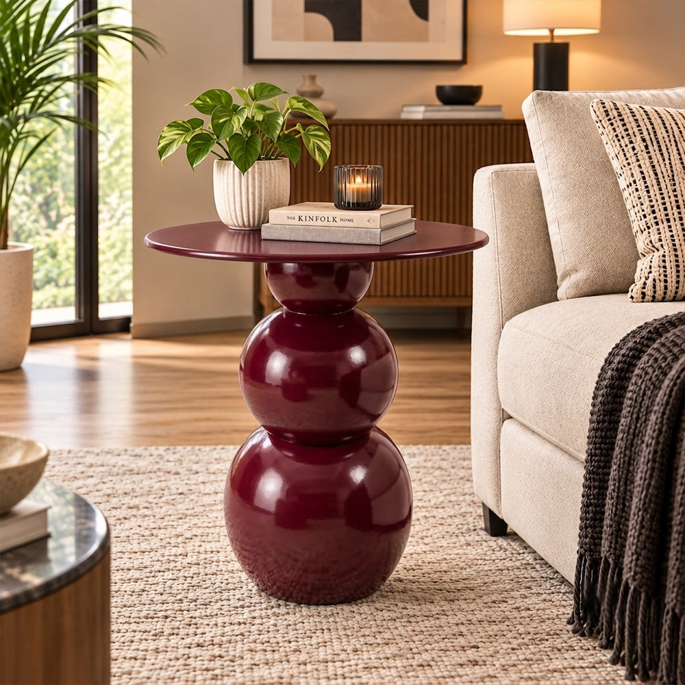 Modern Sculptural Side Table with Round Top