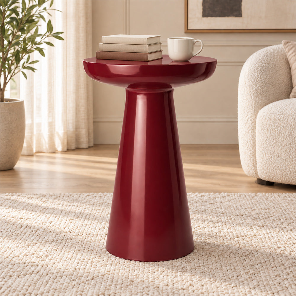 Modern Metal Round Pedestal Side Table