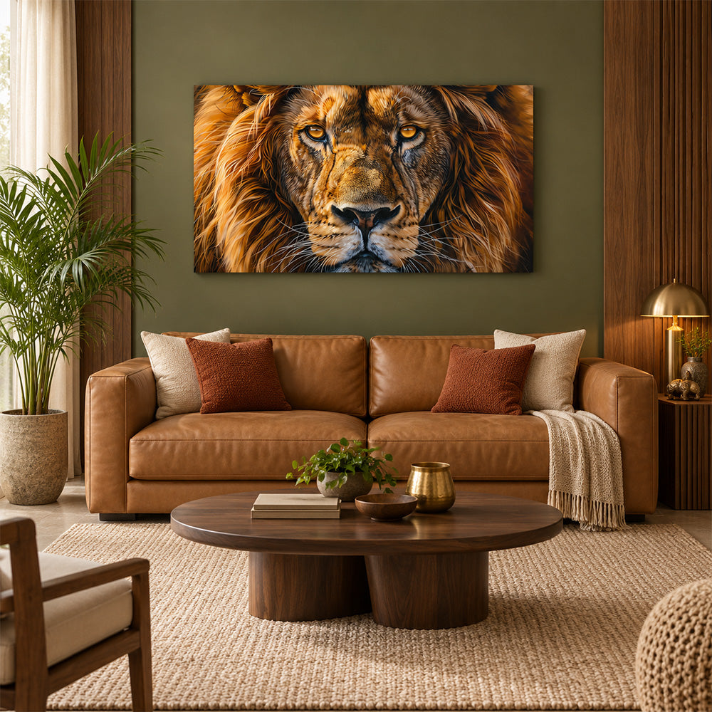 Close Up Lion Face Canvas Wall Painting