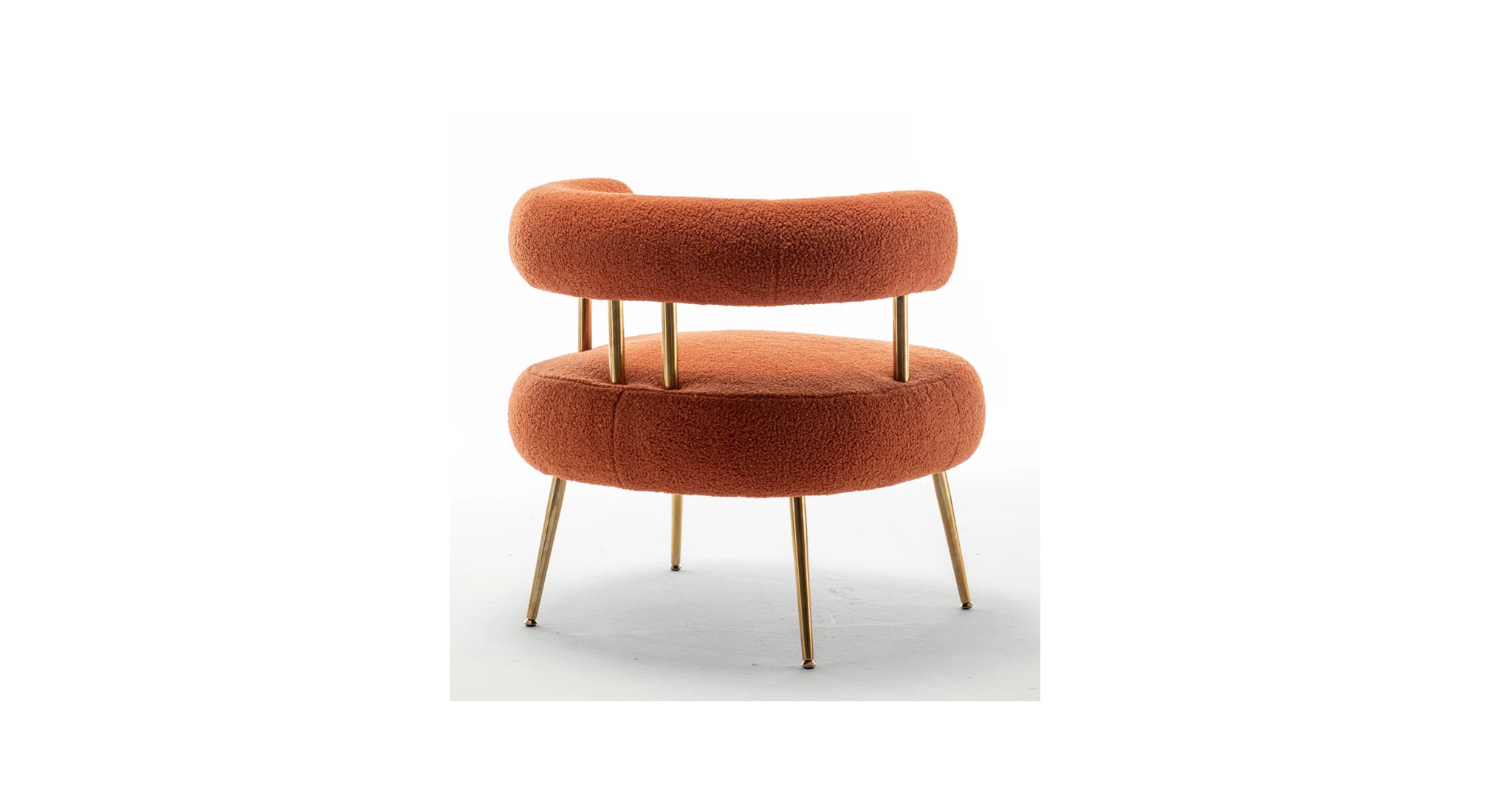 Bonnita Accent Chair Orange | Curved Fabric Accent Chair Burnt Orange