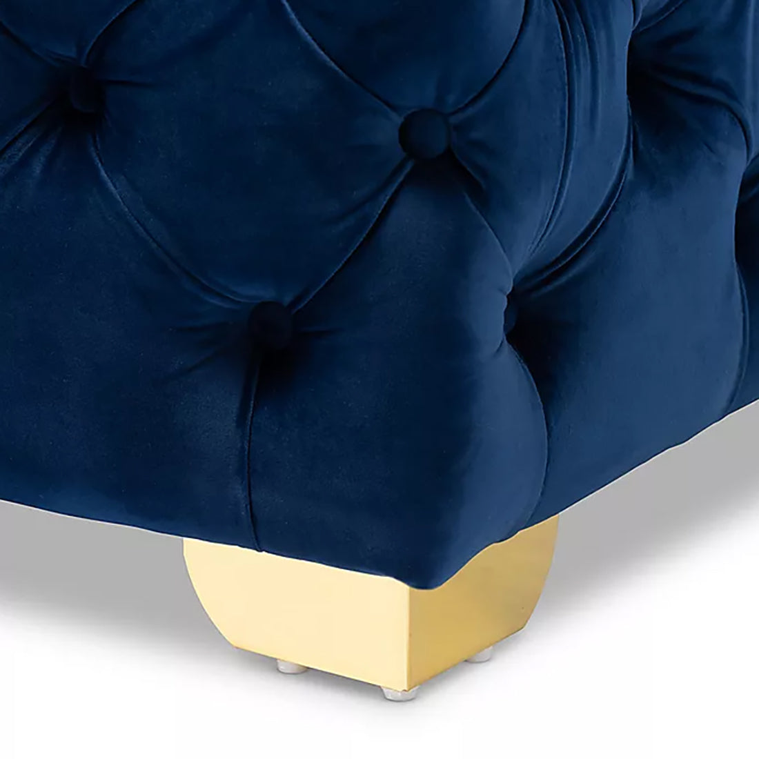 Square Velvet Ottoman/Poufee In Royal Blue /Gold